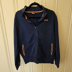 Used Medium Men's Blue & Orange Fila Zip-Up Turtleneck